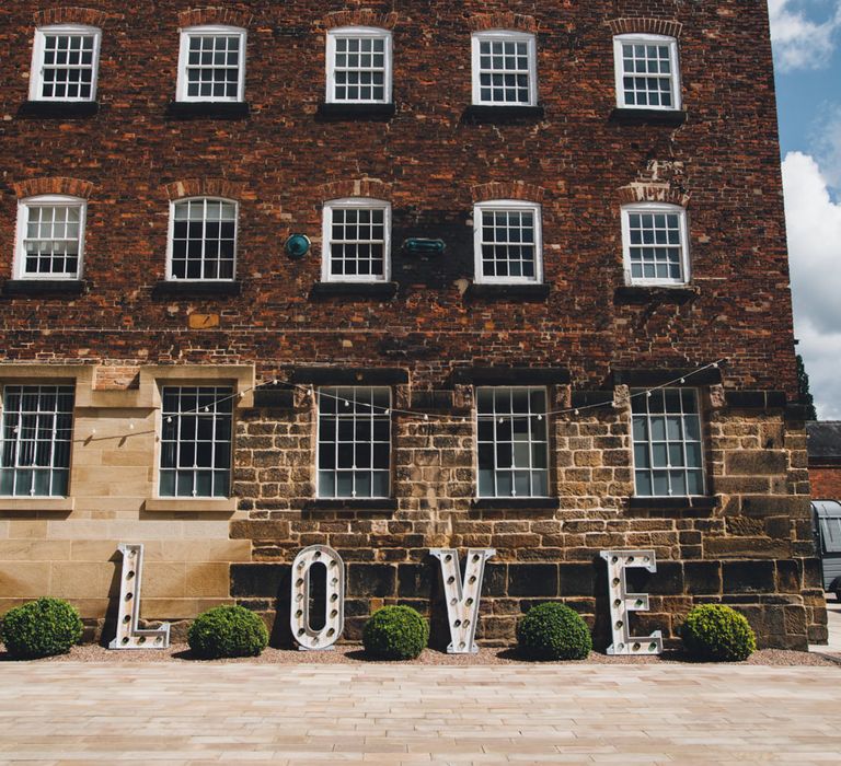 Giant LOVE Letters | Industrial Wedding at The West Mill Venue | Sarah Gray Photography