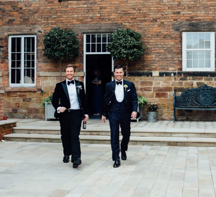 Groomsmen in Tuxedos | Groom in Charles Tyrwitt Midnight Blue Tuxedo | Industrial Wedding at The West Mill Venue | Sarah Gray Photography