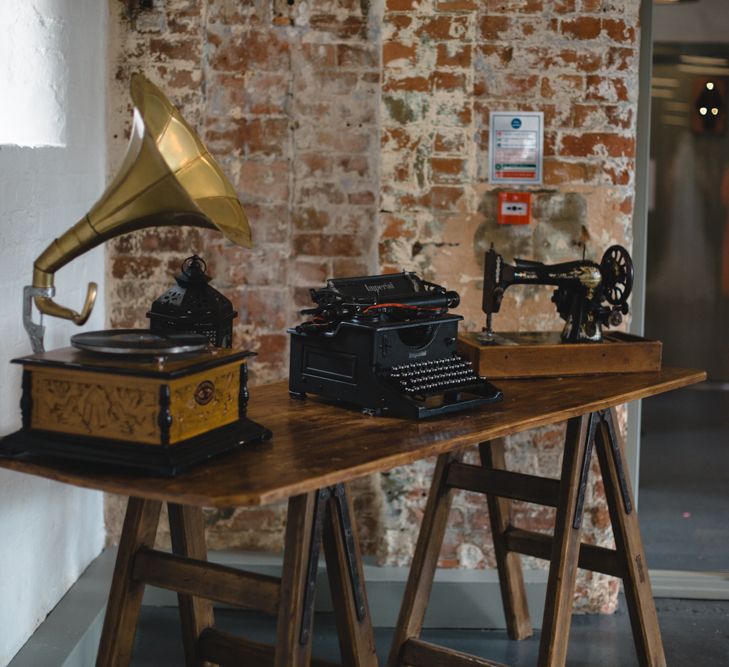 Vintage Wedding Decor | Industrial Wedding at The West Mill Venue | Sarah Gray Photography