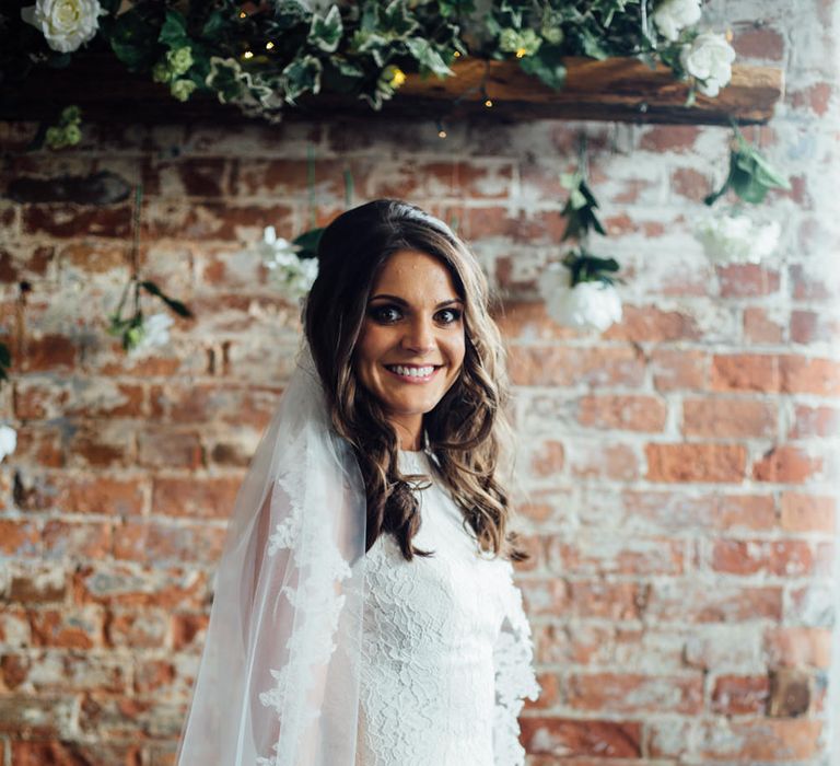 Bride in Pronovias Ornani Bridal Gown | Industrial Wedding at The West Mill Venue | Sarah Gray Photography