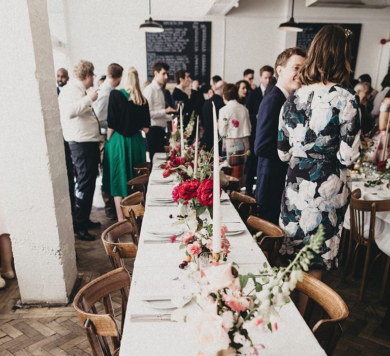 Floral Table Centrepieces | Relaxed Wedding at St John Bread & Wine | Jason Williams Photography