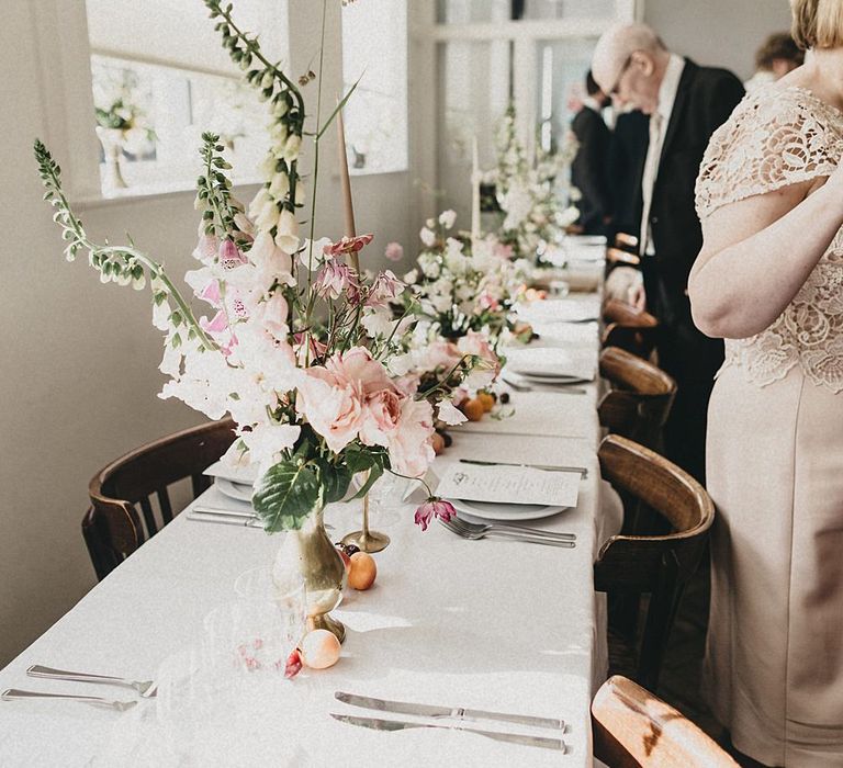 Floral Table Centrepieces | Relaxed Wedding at St John Bread & Wine | Jason Williams Photography