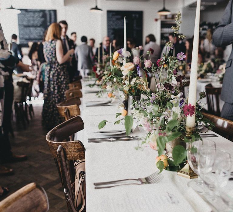 Floral Table Centrepieces | Relaxed Wedding at St John Bread & Wine | Jason Williams Photography