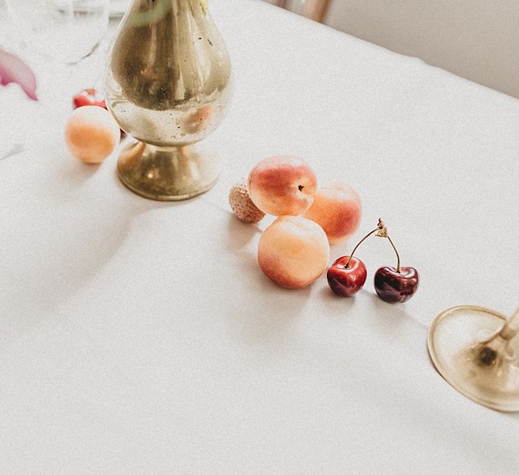 Fruit Table Decor | Relaxed Wedding at St John Bread & Wine | Jason Williams Photography