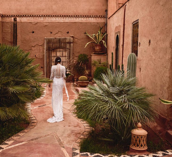 Bride in Bespoke Hermione de Paula Bridal Gown | Stylish Destination Wedding in Marrakesh | Andy Gaines Photography