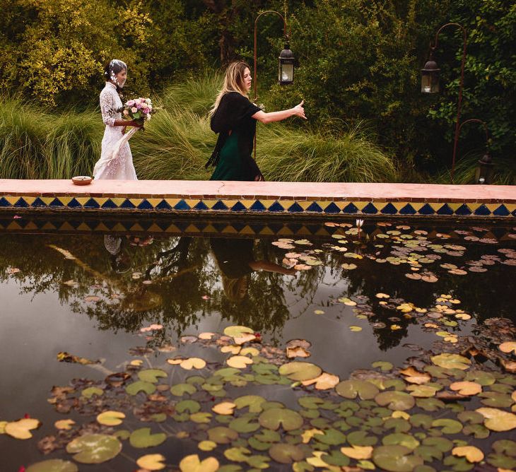 Bride in Bespoke Hermione de Paula Bridal Gown | Bridesmaids in Forest Green Dresses | Stylish Destination Wedding in Marrakesh | Andy Gaines Photography