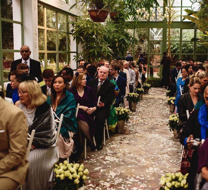 Glasshouse Wedding Ceremony | Groom in Thomas Farthing | Stylish Destination Wedding in Marrakesh | Andy Gaines Photography