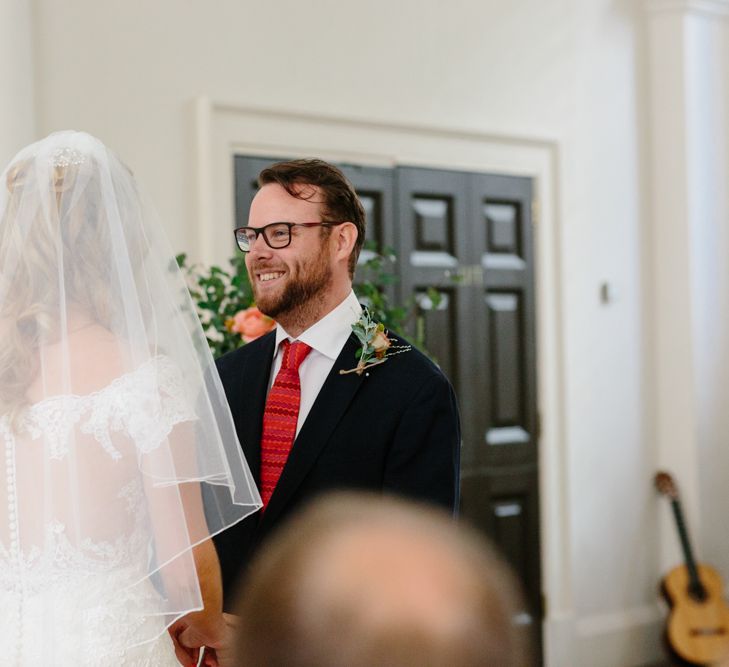 Wedding Ceremony at The Old Royal Navy Collage | Bride in Lace Eternity Bride Wedding Dress | Christine Wehrmeier Photography