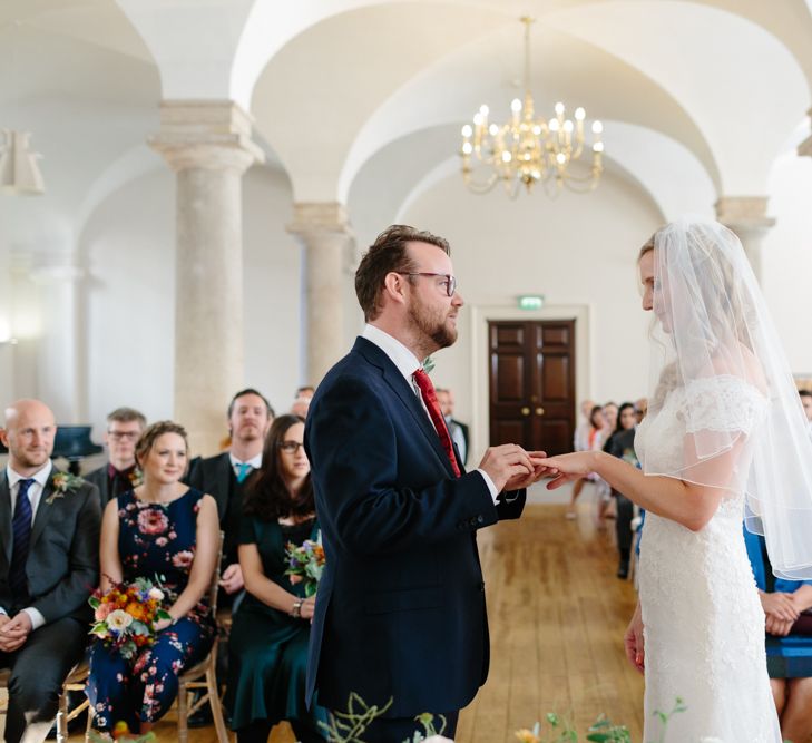 Wedding Ceremony at The Old Royal Navy Collage | Bride in Lace Eternity Bride Wedding Dress | Christine Wehrmeier Photography