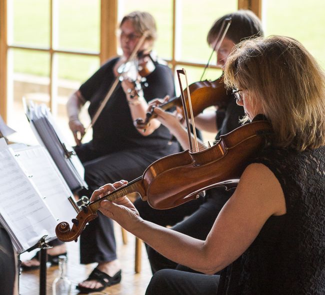 String Quartet | Rustic Soho Farmhouse Ceremony with PapaKata Sperry Tent Greenery filled Reception | Marianne Taylor Photography | Will Warr Films