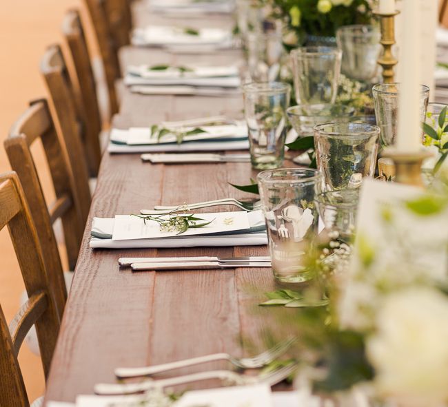 Greenery Tablescape | Rustic Soho Farmhouse Ceremony with PapaKata Sperry Tent Greenery filled Reception | Marianne Taylor Photography | Will Warr Films