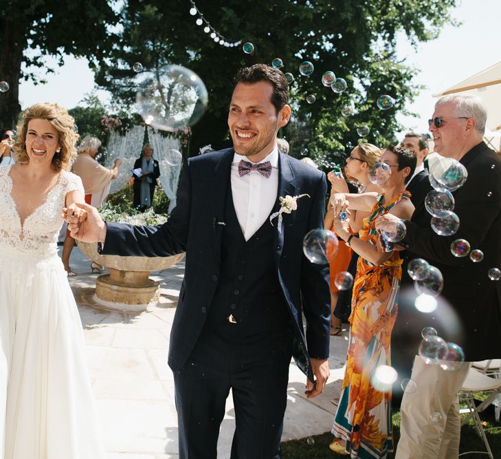 Bride & Groom Bubbles Portrait