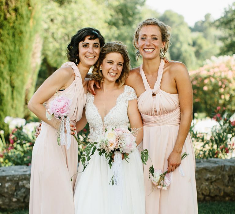 Bride & Bridesmaids in Pink Debenhams Dresses