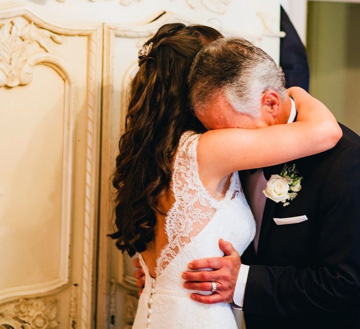 Bride & Dad | St Donat's Castle Wedding With Pink & Gold Colour Scheme | Images by Steve Gerrard Photography