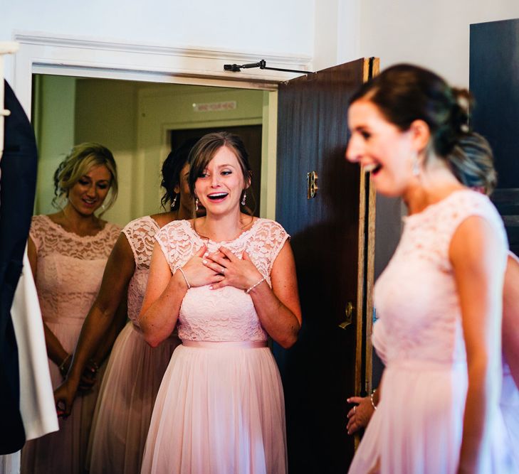 Bridesmaids In Pink | St Donat's Castle Wedding With Pink & Gold Colour Scheme | Images by Steve Gerrard Photography