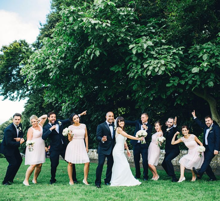 Glamorous Wedding Party | St Donat's Castle Wedding With Pink & Gold Colour Scheme | Images by Steve Gerrard Photography