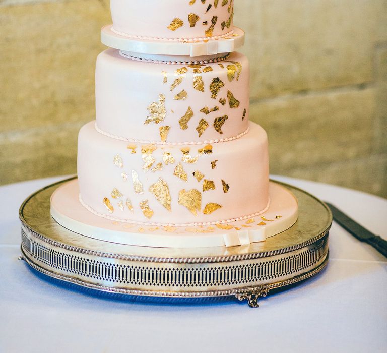 Pink Iced Wedding Cake | St Donat's Castle Wedding With Pink & Gold Colour Scheme | Images by Steve Gerrard Photography