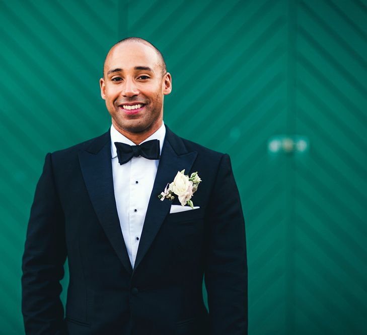 Groom In Bespoke Black Tie Suit by Graham Brown | Images By Steve Gerrard Photography