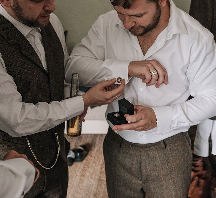 Groom in Walker Slater Tweed Suit | DIY Lord of the Rings Themed Wedding at Monks Barn in Maidenhead | Jason Mark Harris Photography | Cinematic Films By J