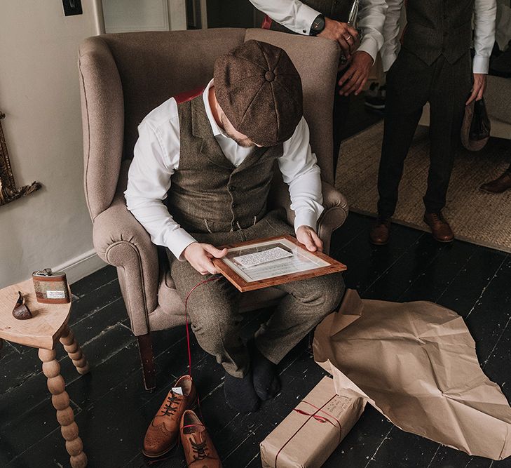 Groom in Walker Slater Tweed Suit | DIY Lord of the Rings Themed Wedding at Monks Barn in Maidenhead | Jason Mark Harris Photography | Cinematic Films By J