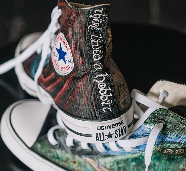 Personalised Converse High Tops | DIY Lord of the Rings Themed Wedding at Monks Barn in Maidenhead | Jason Mark Harris Photography | Cinematic Films By J