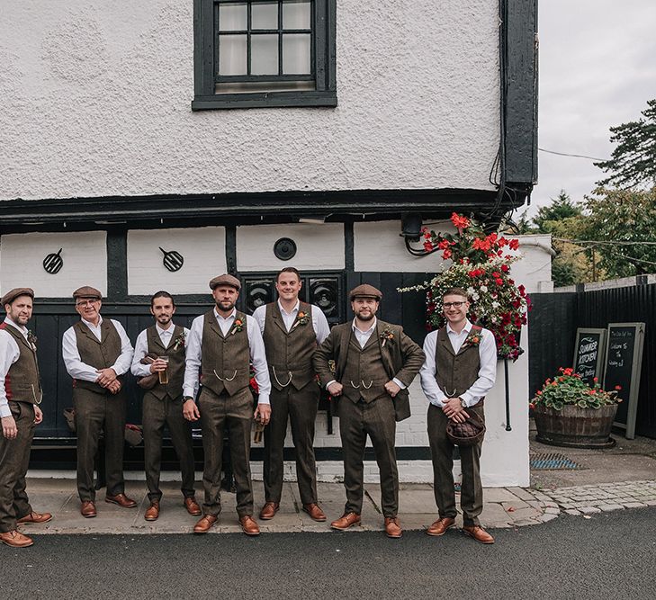 Groomsmen in Tweed Walker Slater Suist | DIY Lord of the Rings Themed Wedding at Monks Barn in Maidenhead | Jason Mark Harris Photography | Cinematic Films By J