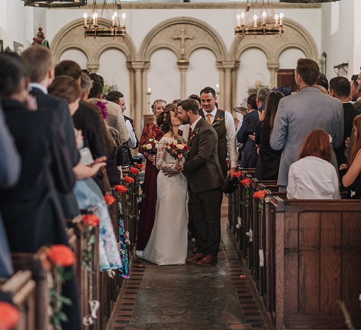 Church Ceremony | Bride in Lisa Donetti Adriana Gown | Groom in Tweed Walker Slater Suit | DIY Lord of the Rings Themed Wedding at Monks Barn in Maidenhead | Jason Mark Harris Photography | Cinematic Films By J