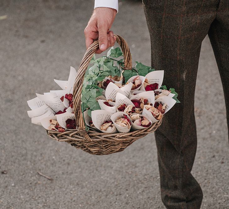 Confetti Cones Basket | DIY Lord of the Rings Themed Wedding at Monks Barn in Maidenhead | Jason Mark Harris Photography | Cinematic Films By J