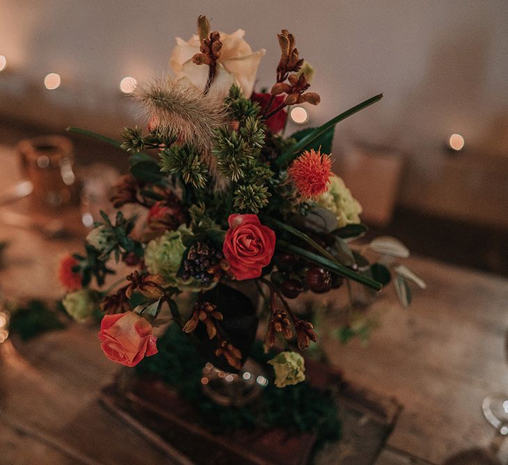 Floral Centrepiece | DIY Lord of the Rings Themed Wedding at Monks Barn in Maidenhead | Jason Mark Harris Photography | Cinematic Films By J