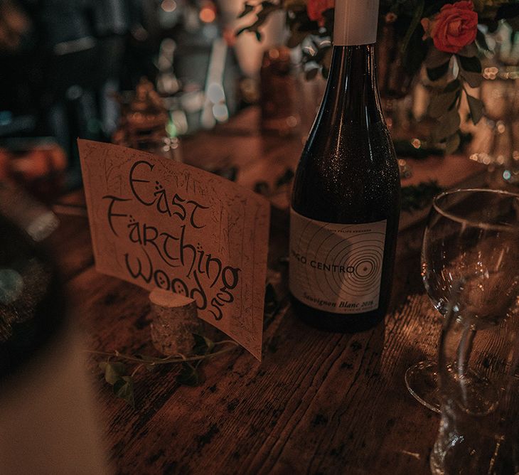 Hobbit Table Name | DIY Lord of the Rings Themed Wedding at Monks Barn in Maidenhead | Jason Mark Harris Photography | Cinematic Films By J