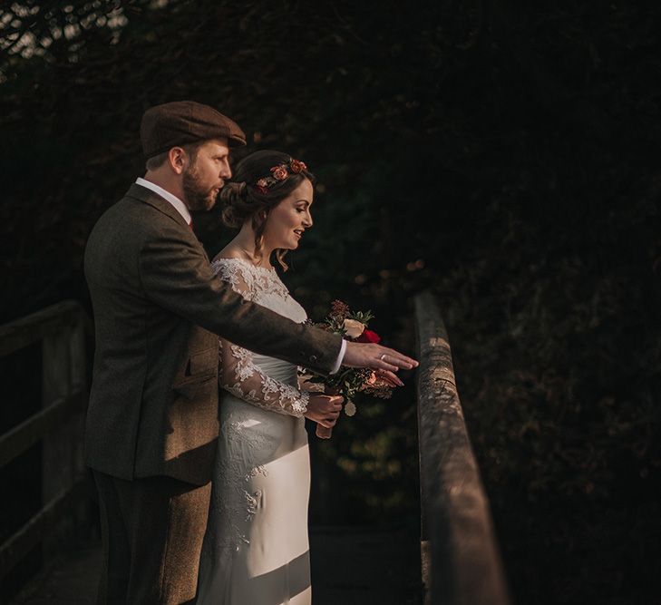 Bride in Lisa Donetti Adriana Gown | Groom in Tweed Walker Slater Suit | DIY Lord of the Rings Themed Wedding at Monks Barn in Maidenhead | Jason Mark Harris Photography | Cinematic Films By J