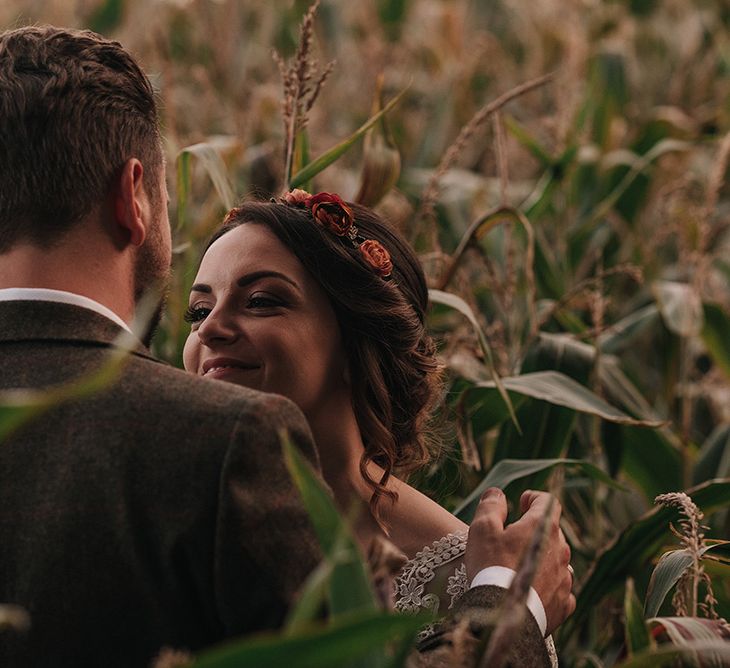 Bride in Lisa Donetti Adriana Gown | Groom in Tweed Walker Slater Suit | DIY Lord of the Rings Themed Wedding at Monks Barn in Maidenhead | Jason Mark Harris Photography | Cinematic Films By J