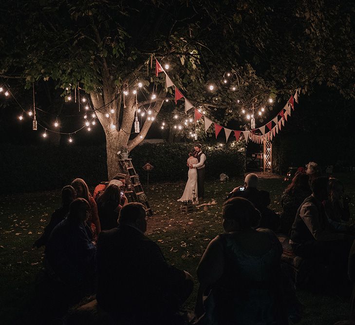 Bride in Lisa Donetti Adriana Gown | Groom in Tweed Walker Slater Suit | DIY Lord of the Rings Themed Wedding at Monks Barn in Maidenhead | Jason Mark Harris Photography | Cinematic Films By J