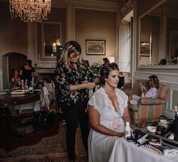 Bridal Preparations | Super Luxe Blush, White & Greenery Destination Wedding at Villa Pitiana, Tuscany, Italy | Jason Mark Harris Photography | Angelo La Torre Film