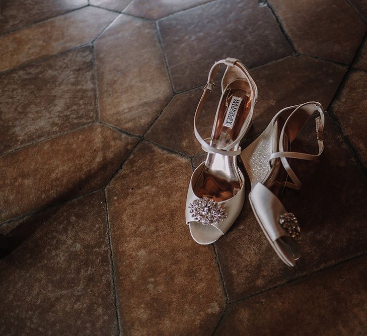 Badgley Mischka Bridal Shoes | Super Luxe Blush, White & Greenery Destination Wedding at Villa Pitiana, Tuscany, Italy | Jason Mark Harris Photography | Angelo La Torre Film