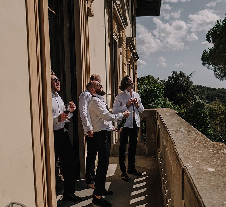 Grooms Preparations | Super Luxe Blush, White & Greenery Destination Wedding at Villa Pitiana, Tuscany, Italy | Jason Mark Harris Photography | Angelo La Torre Film