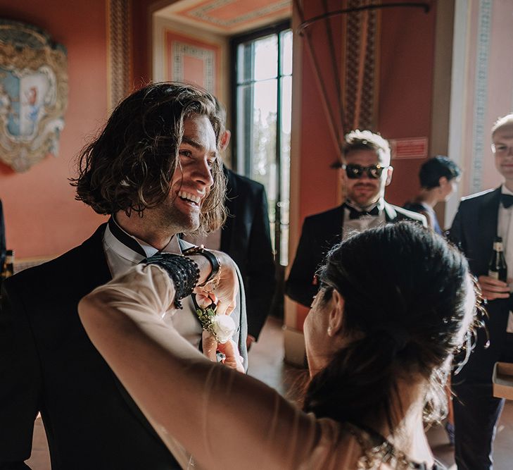 Grooms Preparations | Super Luxe Blush, White & Greenery Destination Wedding at Villa Pitiana, Tuscany, Italy | Jason Mark Harris Photography | Angelo La Torre Film