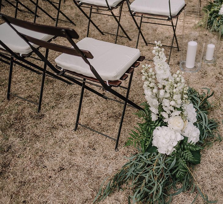 White Aisle Wedding Flowers | Super Luxe Blush, White & Greenery Destination Wedding at Villa Pitiana, Tuscany, Italy | Jason Mark Harris Photography | Angelo La Torre Film