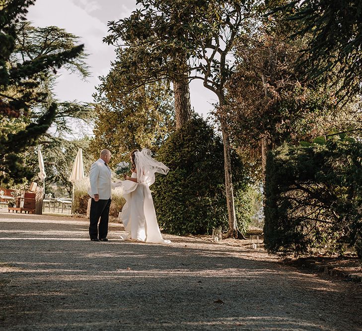 Wedding Ceremony | Bridal Entrance in Monique Lhuillier Gown | Super Luxe Blush, White & Greenery Destination Wedding at Villa Pitiana, Tuscany, Italy | Jason Mark Harris Photography | Angelo La Torre Film