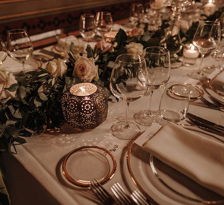 Wedding Table Decor | Super Luxe Blush, White & Greenery Destination Wedding at Villa Pitiana, Tuscany, Italy | Jason Mark Harris Photography | Angelo La Torre Film