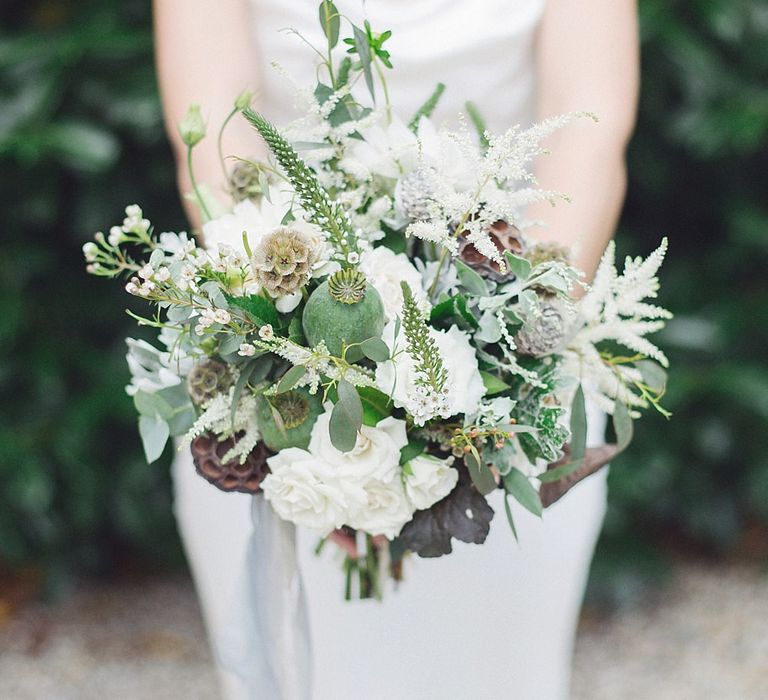 White & Greenery Wedding Bouquet