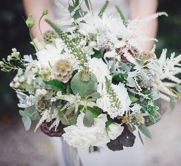 White & Greenery Wedding Bouquet