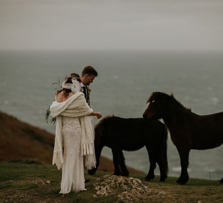 Wild Ponies // Magical Winter Elopement Wedding Cornwall With Images By Enchanted Brides Photography & Film By Baxter And Ted With Styling From A Belle & A Brit