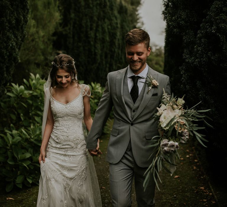 Oversized Wild Wedding Bouquet By Loulabel // Magical Winter Elopement Wedding Cornwall With Images By Enchanted Brides Photography & Film By Baxter And Ted With Styling From A Belle & A Brit