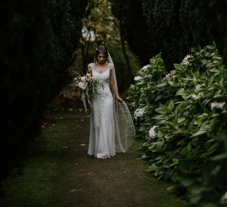 Oversized Wild Wedding Bouquet By Loulabel // Magical Winter Elopement Wedding Cornwall With Images By Enchanted Brides Photography & Film By Baxter And Ted With Styling From A Belle & A Brit