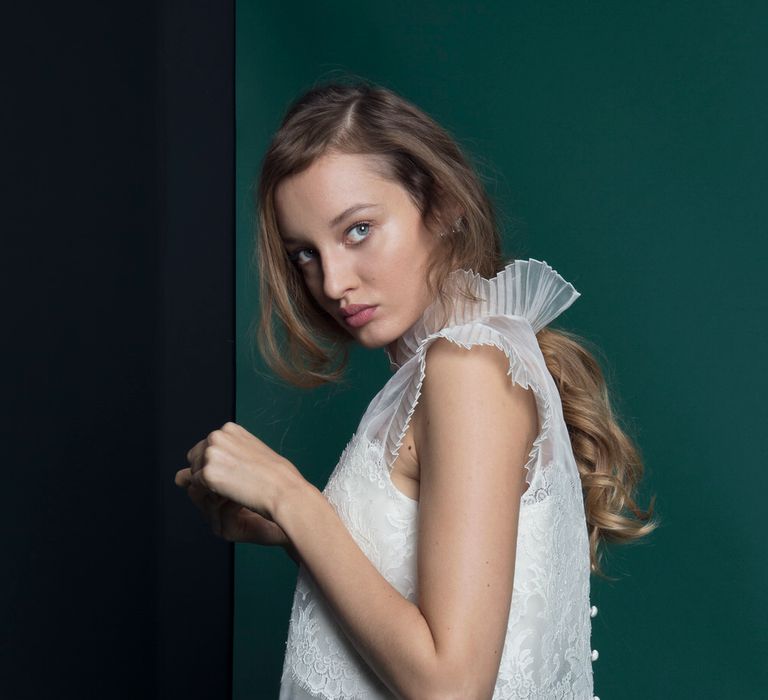 Bridal Top With Ruffled High Neck From Halfpenny London