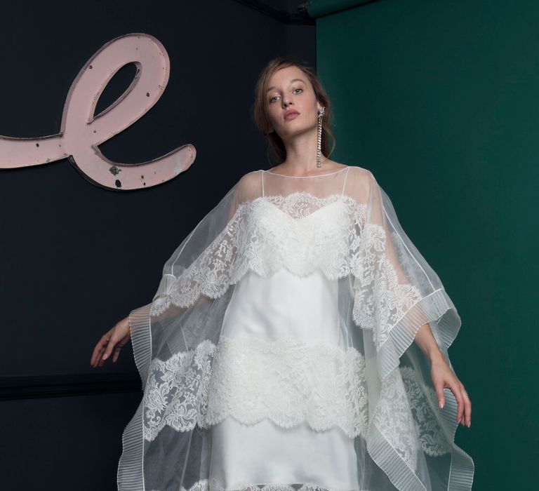 Bridal Gown With Lace & Sheer Overlay From Halfpenny London