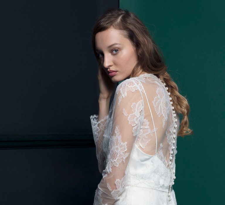 Bridal Gown With Long Lace Sleeved Jacket From Halfpenny London