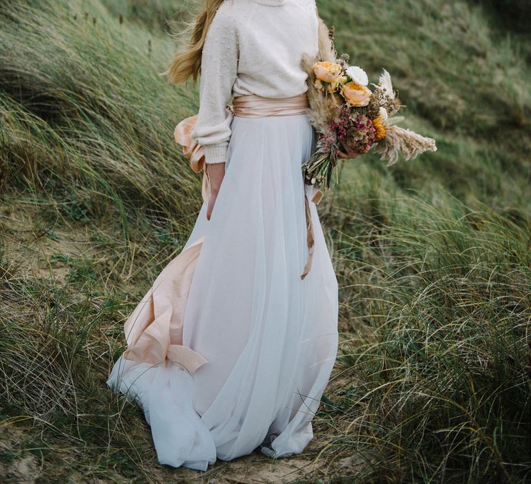 Autumnal Wedding Inspiration At The Coast With Pampas Grass Moon Gate & Drip Icing Cake With Images From Olivia Bossert Photography & Styling By The Artful Event Co