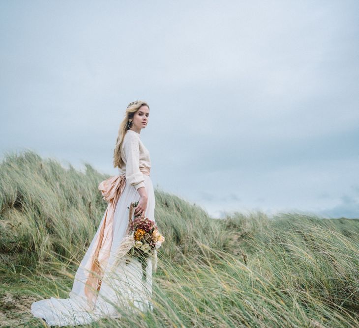 Autumnal Wedding Inspiration At The Coast With Pampas Grass Moon Gate & Drip Icing Cake With Images From Olivia Bossert Photography & Styling By The Artful Event Co